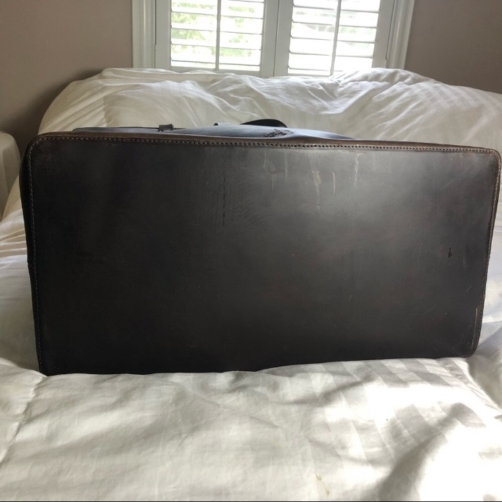 UNISEX Full Grain Leather Travel Brown Duffle Bag - Picture 13 of 13